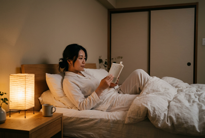 日本人女性モデル 就寝前読書シーン