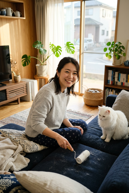 日本人女性モデル 猫毛除去シーン