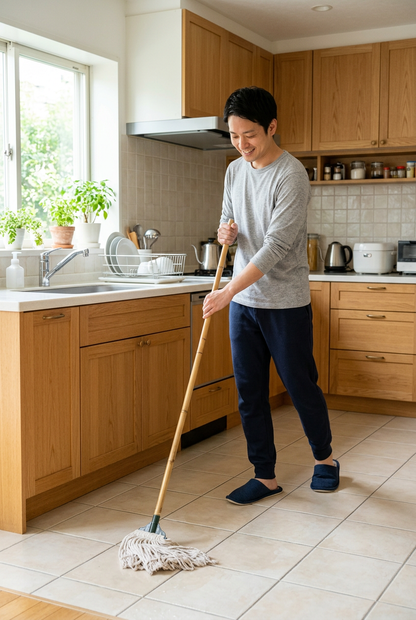 日本人男性モデル 拭きますシーン