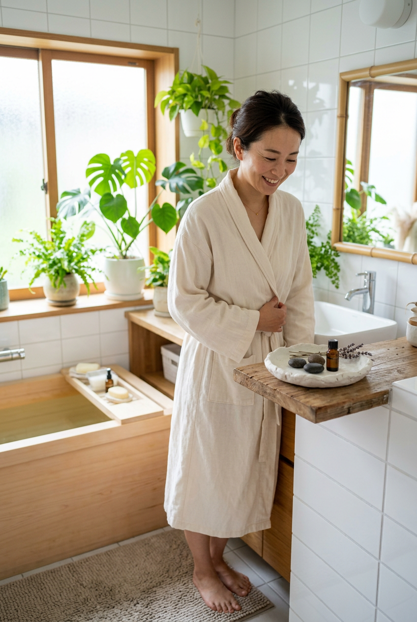 日本人モデル バスルーム使用シーン