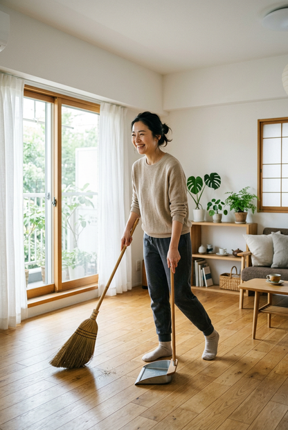 日本人女性モデル 掃きますシーン