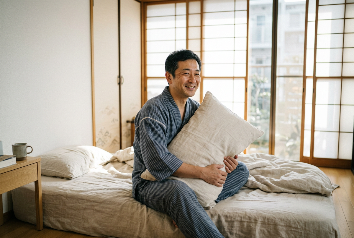 日本人男性モデル 朝のシーン