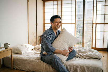 日本人男性モデル 朝のシーン