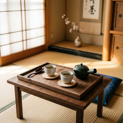 天然木ティートレイセット 茶室シーン